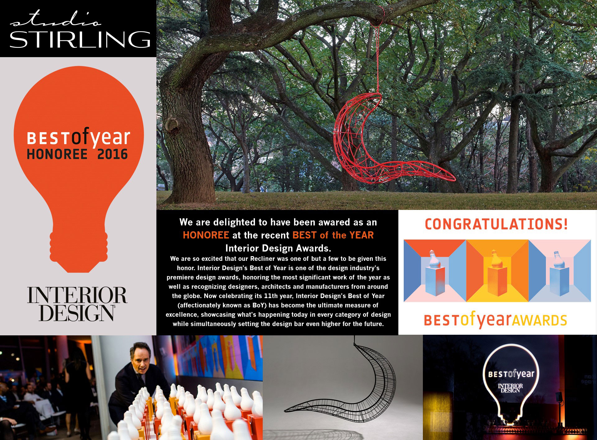 Studtio Stirling - HONOREE at the recent BEST of the YEAR Interior Design Awards
